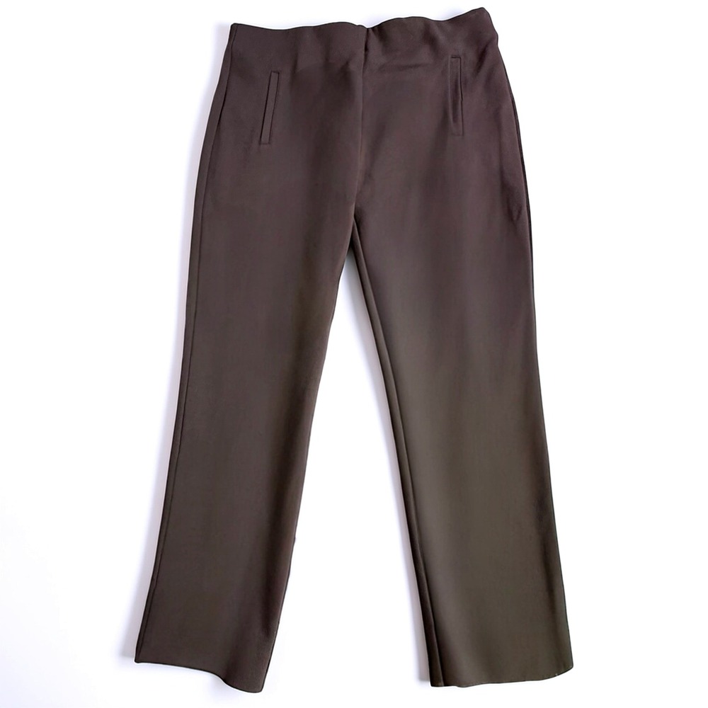 Chicos Brown Pull On Straight Leg Tummy Control Pants Size 1 US 8 High Rise